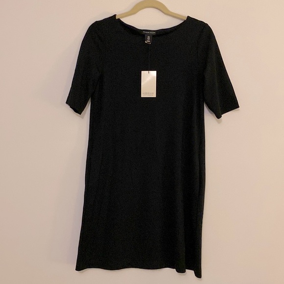 Adrienne Vittadini Black Half-Sleeve Sheath Dress with Pockets - Picture 3 of 7